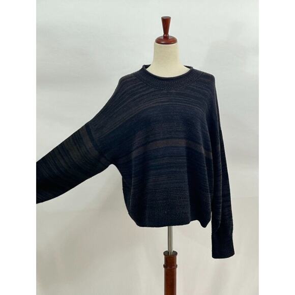 TAMAKI NIIME Japan Sz 1 Navy Brown Pullover Sweater Wool Cotton